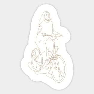 Women On Bicycle ( Line ) Sticker